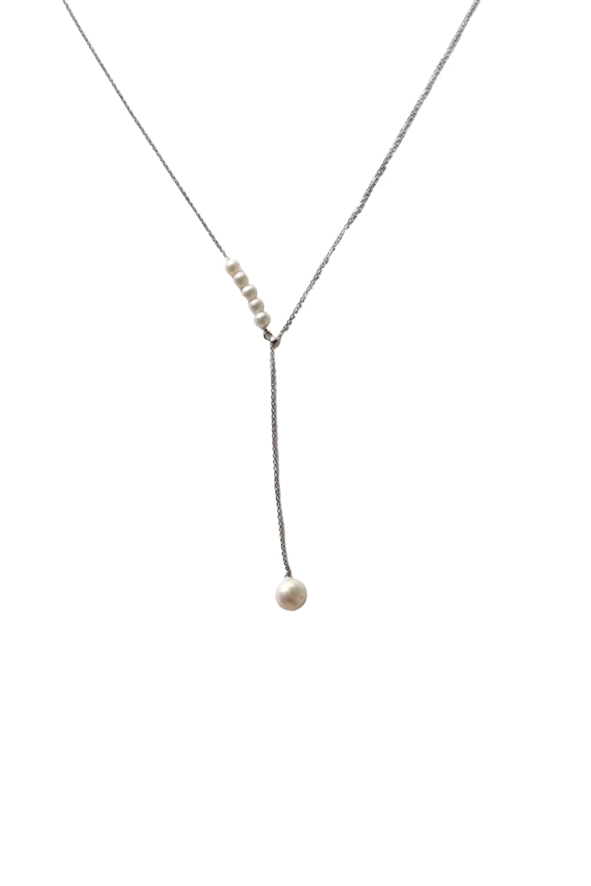 Teardrop mermaid tear pearl pendant 9-10mm with 5 small freshwater pearls 4-5mm 925 silver necklace Vera Muse_otherstyle