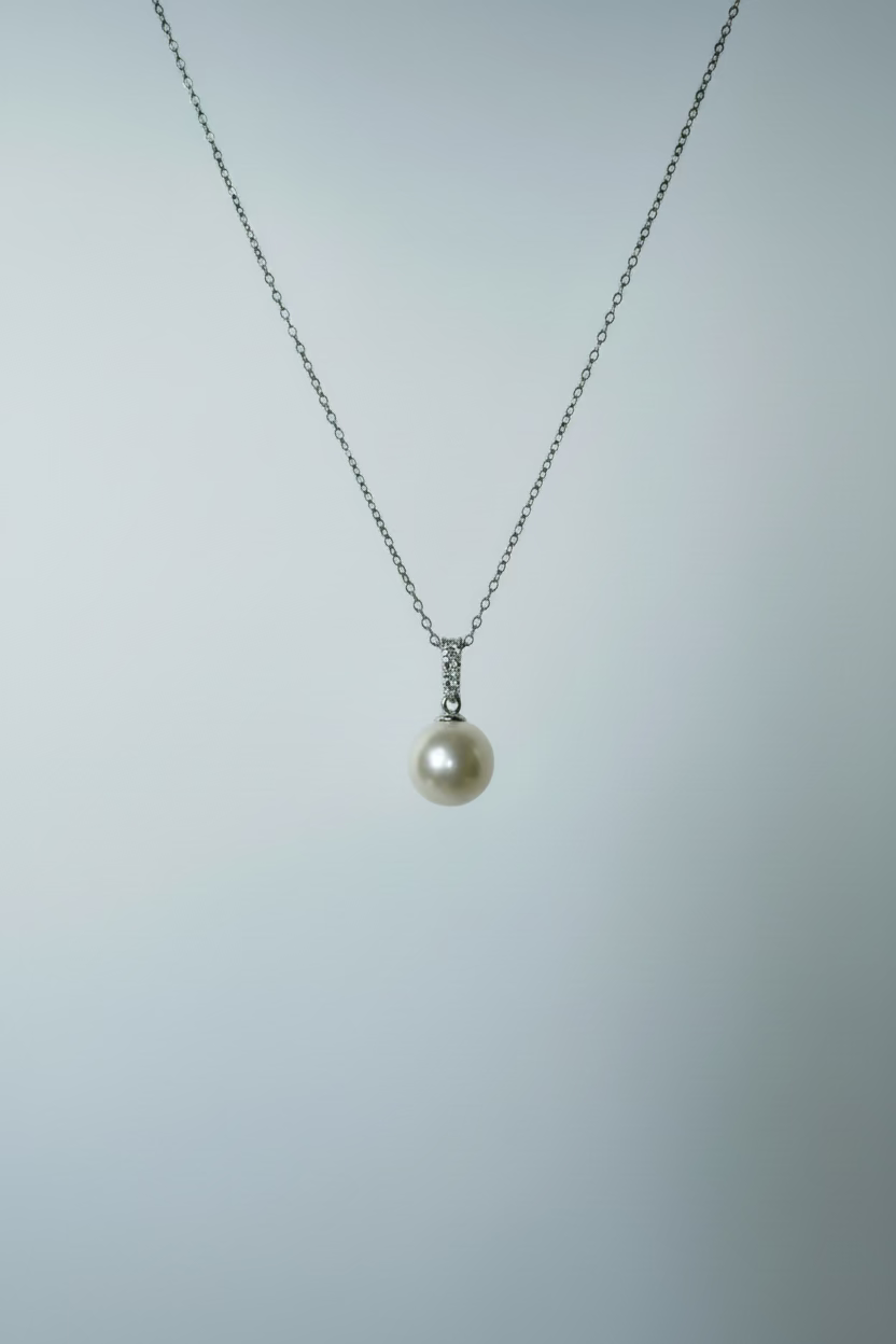 Three diamond style pearl pendant 10mm natural freshwater pearl 925 sterling silver with cz accents classic necklace